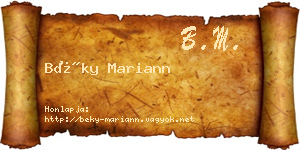 Béky Mariann névjegykártya