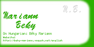 mariann beky business card